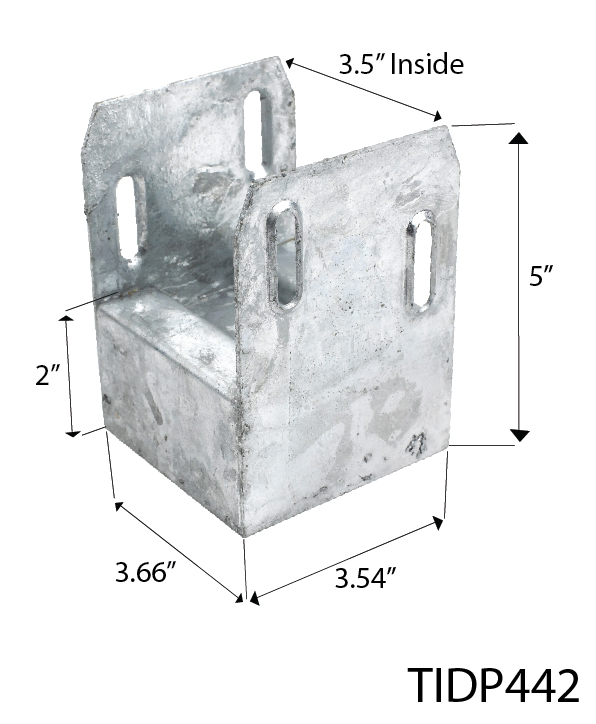 Dimensions of a 4x4 Deck Foot Post Saddle