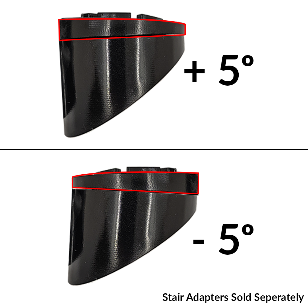 snap'n stack being used in tandem with stair adapters to achieve various custom angles