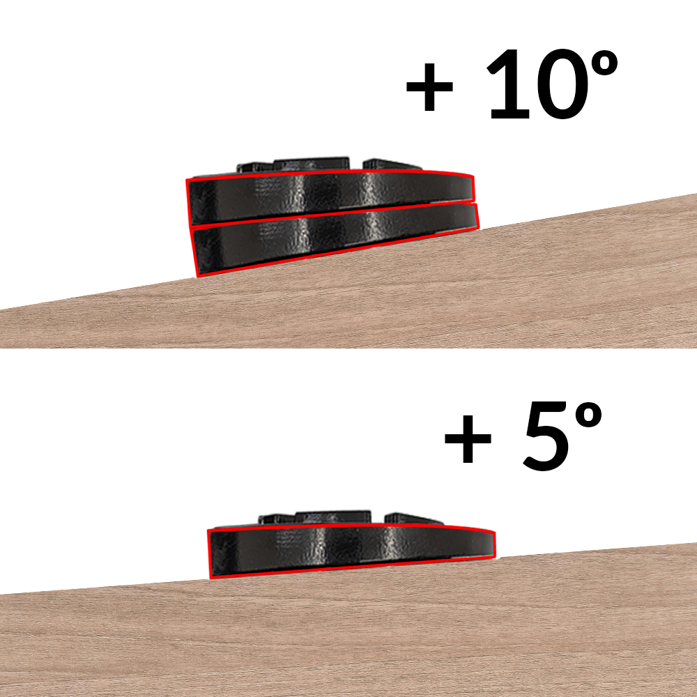 stacked adapters showcasing five degree and ten degree angles